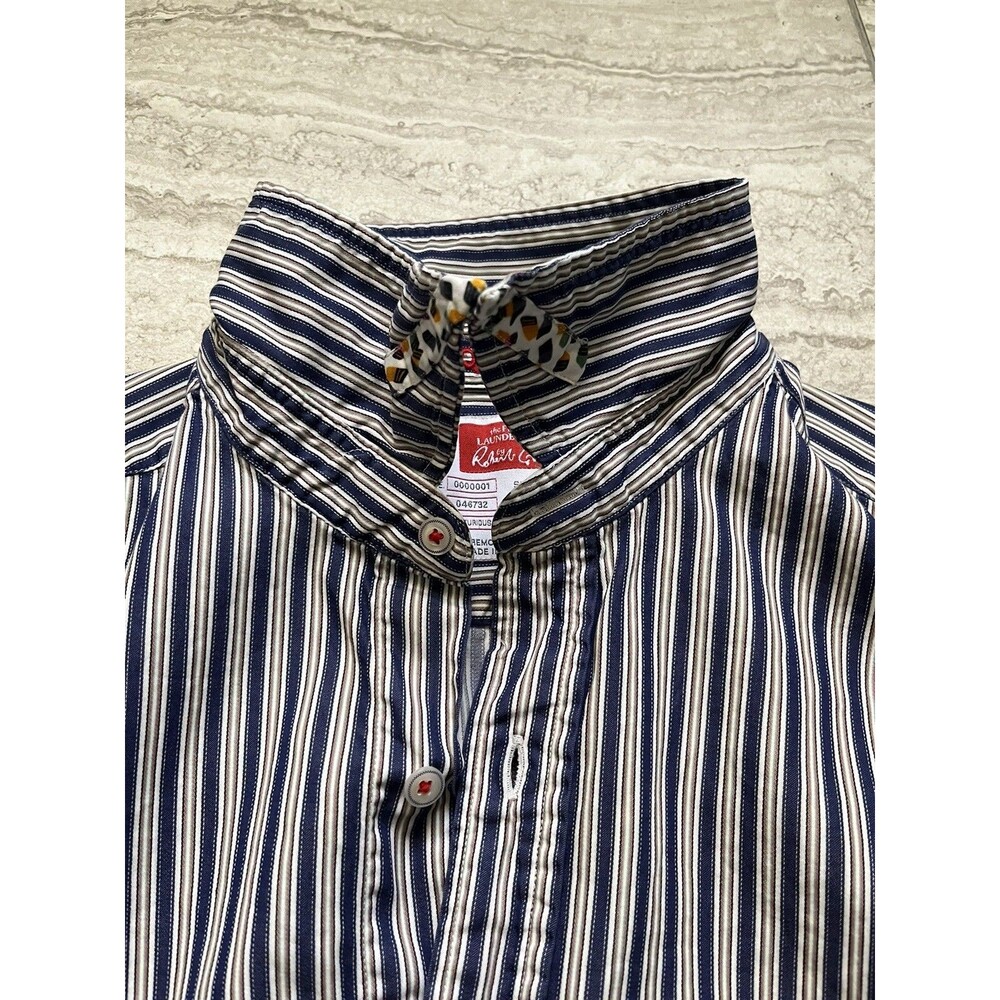 Robert Graham Striped Fleur de lis 46732 Flip Cuff Shirt Men’s Size Large L - Picture 5 of 13